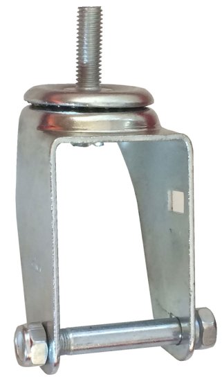 (image for) Yoke, Axle & Nut; Swivel; 6" x 2"; Threaded Stem (1/2"-13TPI x 1-1/2"); Zinc; 1/2" Bore; Fork Spacing 2-1/2"; 375# (Item #88621)