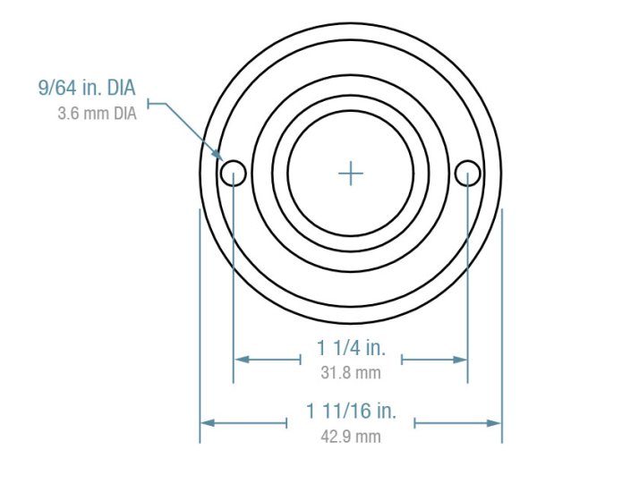 (image for) Ball Transfer; Low Profile; 5/8" Stainless Steel ball; Flange (1-11/16" diameter; two 1/8" holes: 1-1/4" apart); Carbon Steel flange; 20#; 3/8" profile (Item #88816)