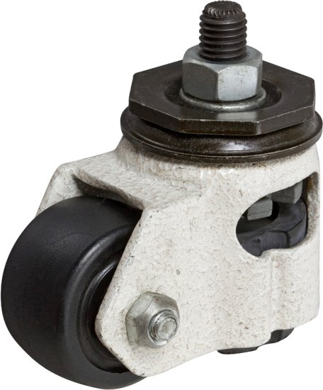 (image for) Caster; Swivel; 1-3/4" x 1-1/16"; Nylon; Hollow Kingpin (tapped 12mm; 5/8" deep); Ivory; 220# (Wheel) 550# (Pad); Leveling Pad (Open Sides). Comes w/ 35mm Stem (Item #65294)