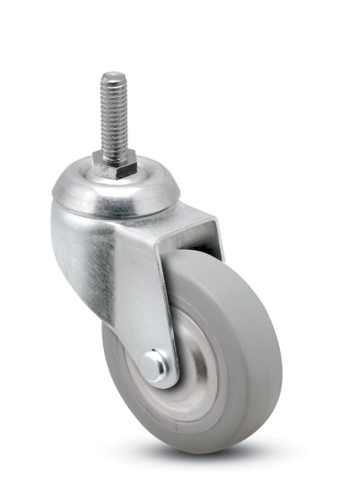 (image for) Caster; Swivel; 3 x 15/16; Thermoplastized Rubber (Gray); Threaded Stem; 5/16-18TPI x 1; Zinc; Plain bore; 110#; Thrd Grds (Item #67964)