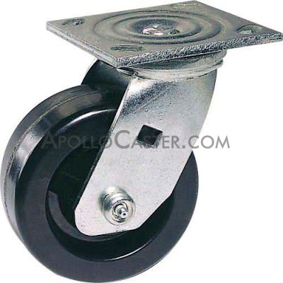 (image for) Caster; Swivel; 6" x 2"; Polyolefin; Plate; 4"x4-1/2"; holes: 2-5/8"x3-5/8" (slotted to 3"x3"); 3/8" bolt; Zinc; Roller Brng; 750# (Item #67871)