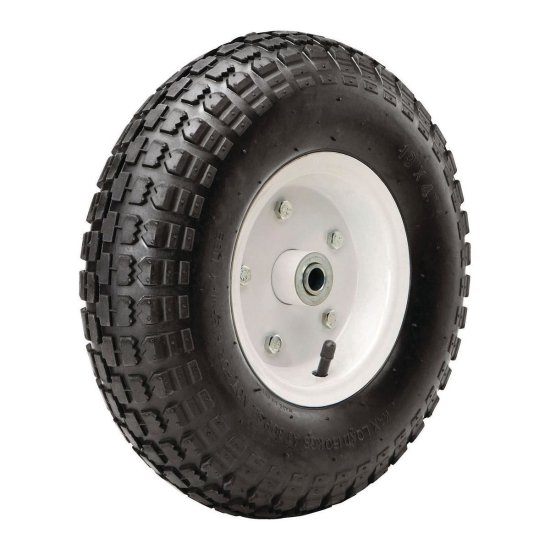 (image for) Wheel; 16" x 4" (480-8); Pneumatic (Black); Precision Ball Brng; 3/4" Bore; 3" Hub Length; 500#; Turf Tread (Item #88373)