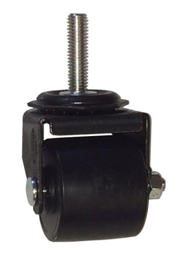 (image for) Caster; Swivel; 2" x 1-13/16"; Polyolefin; Threaded Stem (3/8"-16TPI x 1-1/2"); Black Rig; Plain bore; 300# (Item #65734)