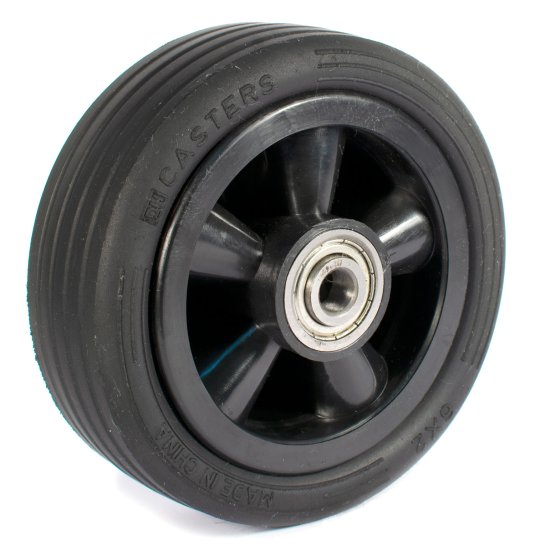 (image for) Wheel; 6" x 2"; Rubber on Nylon; Ball Brng; 1/2" Bore; 2-1/4" Hub Length; 350#; Centered Hub (Item #87453)