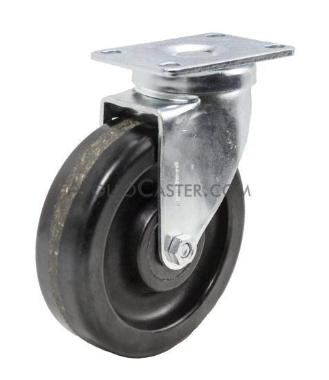 (image for) Caster; Swivel; 4" x 1-1/4"; Phenolic; Plate (2-1/2"x3-5/8"; holes: 1-3/4"x2-7/8" slotted to 3"; 5/16" bolt); Zinc; Steel Spanner; 200# (Item #63416)