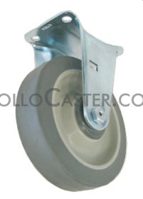 (image for) Caster; Rigid; 5" x 1-1/4"; Thermoplastized Rubber (Gray); Plate (2-1/2"x3-5/8"; holes: 1-3/4"x2-7/8" slotted to 3"; 5/16" bolt); Zinc; Plain bore; 250# (Item #64343)