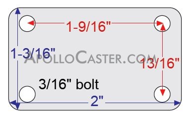 (image for) Caster; Spherical; Swivel; 2"; Polyolefin; Plate; 1-3/16"x2"; hole: 13/16"x1-9/16"; 3/16" bolt; Chrome; Bright; Plain bore Brng; 80# (Item #69699)