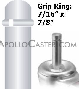 (image for) Caster; Swivel; 2-1/2" x 13/16"; Rubber (Soft; non-marking); Grip Ring (7/16" x 7/8"); Zinc; Plain bore; 80# (Item #65484)