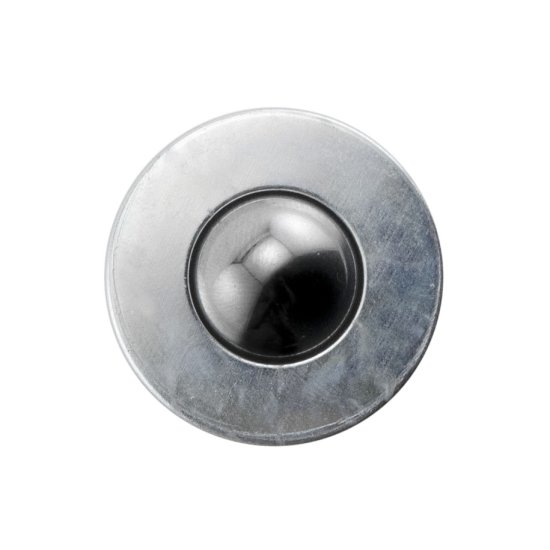 (image for) Ball Transfer; 5/8" Carbon Steel ball; Threaded Stud (1/4"-20TPI x 3/4"); Machined steel housing and stud; 125#; 13/16" load height (Item #88651)