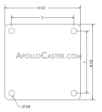 (image for) Caster; Dual Wheel; Swivel; 12" x 4" (x2) ; PolyU (HD) on Cast; Plate (8-1/2"x8-1/2"; holes: 7"x7"; 1045 Steel Rig; Sealed Prec Ball Brng; 13000#; Kingpinless (Item #65497)