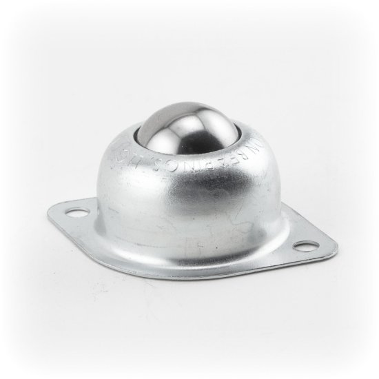 (image for) Ball Transfer; 1"; Stainless Steel Ball and Housing; Flange (2"x2-3/4"; 2-hole spacing: 2-3/16"; 3/16" bolt); 75#; 1-3/16" load height (Item #89352)