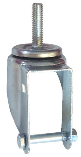 (image for) Yoke; Swivel; 5" x 1-1/4"; Threaded Stem (1/2"-13TPI x2-13/16"); Zinc; 3/8" Bore; 1-9/16" Hub Length; 350#; Dustcap (Item #87798)