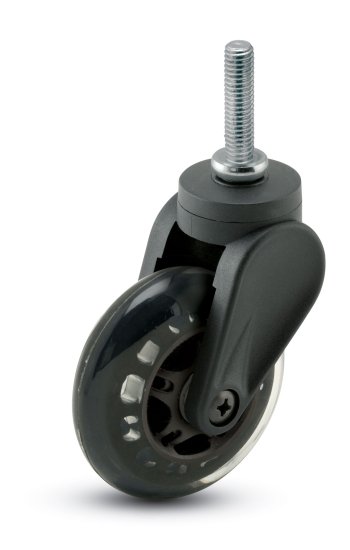 (image for) Caster; Swivel; 3" x 15/16"; Black Polyurethane (Donut); Threaded Stem (5/16" x 1"); Black Yoke; Precision Ball Brng; 120# (Item #63212)