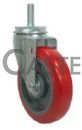 (image for) Caster; Swivel; 5" x 1-1/4"; PolyU on PolyO (Red); Threaded Stem (1/2"-13TPI x 1"); Zinc; Ball Brng; 300#; Dust Cover (Mtl) (Item #65288)