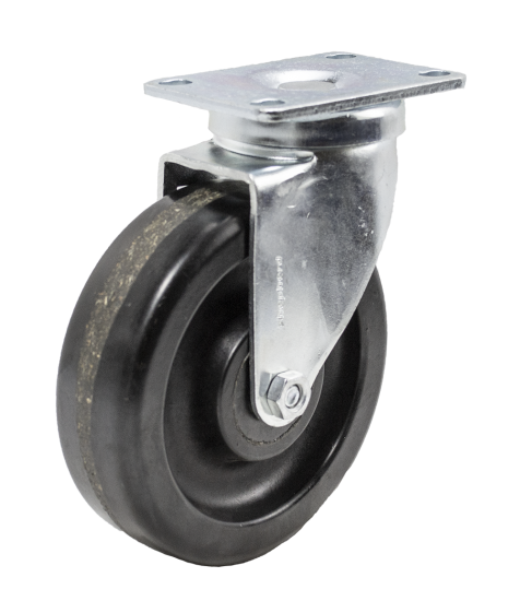 (image for) Caster; Swivel; 4" x 1-1/4"; Phenolic; Top Plate (2-1/2"x3-5/8"; holes: 1-3/4"x2-7/8" slotted to 3"; 5/16" bolt); Zinc; Steel Spanner; 350#; Dust Cover (Mtl) (Item #65181)