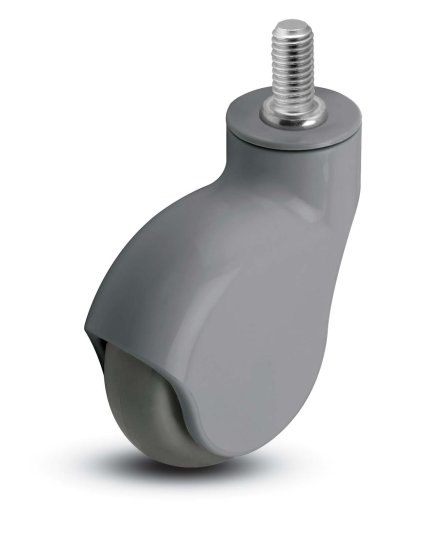 (image for) Caster; Swivel; 4 x 1-1/4; Gray TPR Rubber; Threaded Stem (1/2-13TPI x 1"); Gray Rig; Precision Ball Brg; 225#; Raceway Seal; Thread guards (Item #63347)