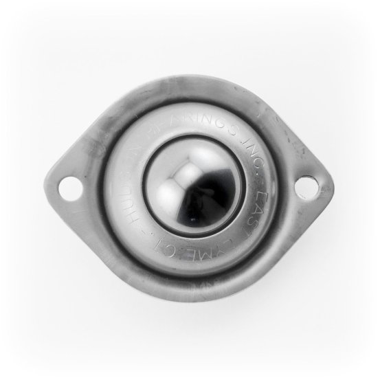 (image for) Ball Transfer; Low Profile; 1" Steel ball; Flange (2-1/8"x2-3/4": two holes: 2-3/16" apart); Steel housing; 75#; Low 3/4" inch profile (Item #88807)