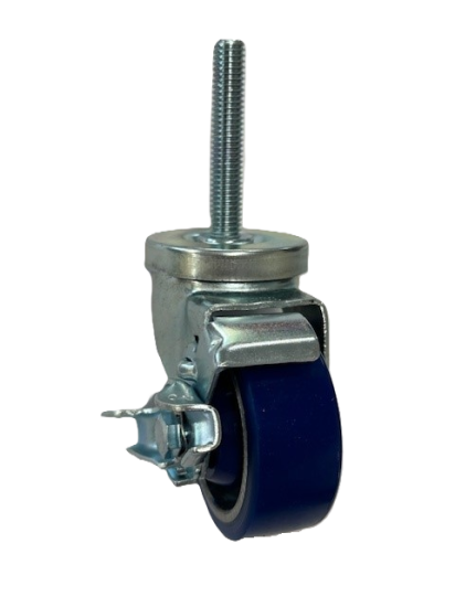 (image for) Caster; Swivel; 3" x 1-1/4"; PolyU on Alum; Threaded Stem; 1/2"-13TPI x 2-13/16"; Zinc; Plain bore; 350#; Wheel Brake (Item #68474)