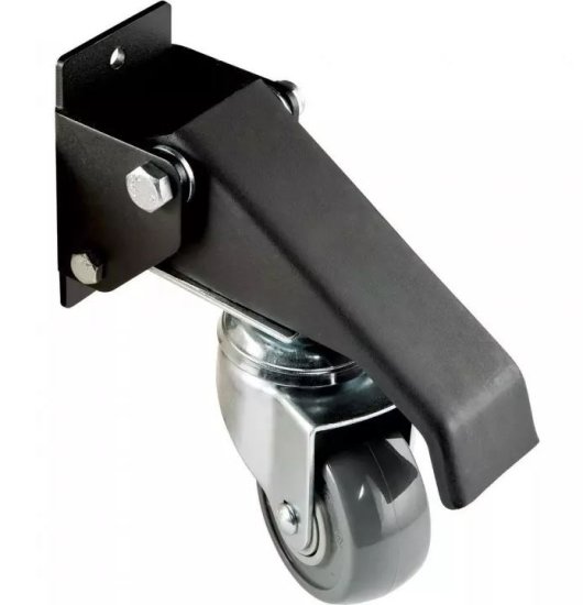 (image for) Caster; Swivel; 2" x 1-1/8"; PolyU on PolyO (Gray); Retractable Bracket; 2"x3-1/2"; 2 Holes 2-3/4" Apart; 1/4" bolt; 7" pedal; Black; Precision Ball Brng; 100# (Item #64493)