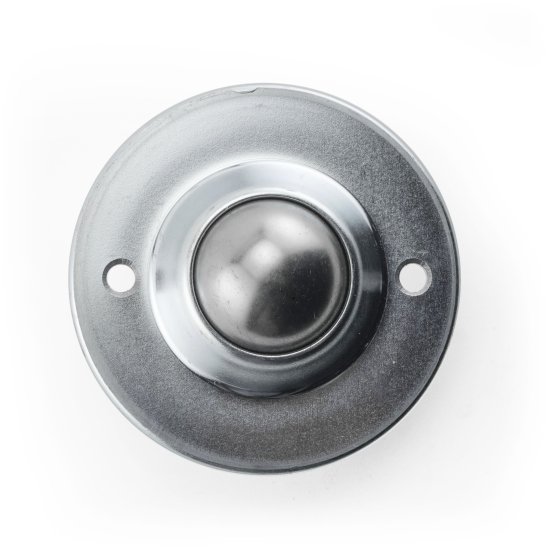 (image for) Ball Transfer; Low Profile; 1-1/2" Stainless Steel ball; Flange (3-11/16" diameter: two 1/4" holes: 2-3/4" apart); CarbonSteel flange; 200#; 1-1/8" profile (Item #88817)