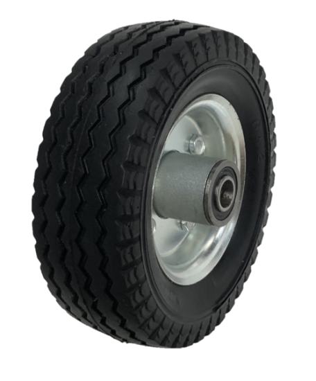 (image for) Wheel; 6" x 2"; Flat Free (Black); Precision Ball Brng; 1/2" Bore; 2-3/8" Hub Length; 150#; Centered Bolted Hub; Sawtooth Tread. Temp Sensitive. Store inside. (Item #89108)