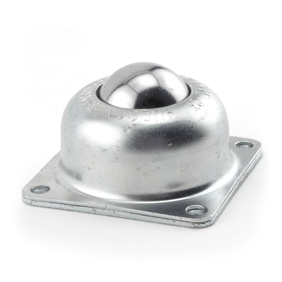 (image for) Ball Transfer; 1-1/2"; carbon steel ball; carbon steel flange (3"x3"; holes: 2-7/16"x2-7/16"; 1/4" bolt); 250#; 1-13/16" load height (Item #89367)