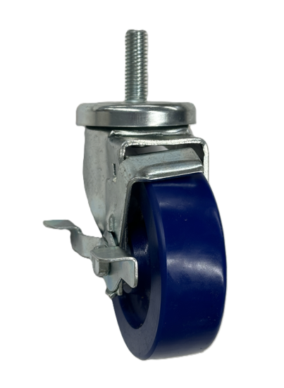 (image for) Caster; Swivel; 4" x 1-1/4"; Polyurethane (Solid); Threaded Stem (1/2"-13TPI x 1-1/2"); Zinc; Delrin Spanner; 300#; Dust Cover (Mtl); Wheel Brake (Item #63896)