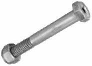 Axle; 3/8" x 2-1/8"; Steel (w/o brake shoulder). Hex Head; Coarse Thread (16 tpi); Zinc finish. No Zerk.  Item 89558 is the nut. (Item #89546)