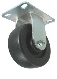 Caster; Rigid; 8" x 2"; Polyolefin; Plate (4-1/2"x6-1/4"; holes: 2-7/16"x4-15/16" slotted to 3-3/8"x5-1/4"; 1/2" bolt); Zinc; Roller Brng; 900# (Item #65022)