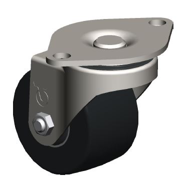 (image for) Caster; Swivel; 3x1-13/16; Polyolefin; Plate (3-1/32x4-3/8: Diamond shape; two holes: 3-1/2 apart; 7/16 bolt); Zinc; Prec Ball Brng; 500#; Inverted Loading (Item #67312)