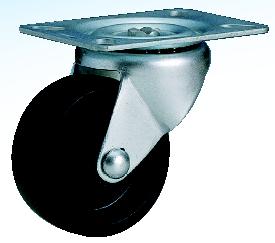 Caster; Swivel; 1-1/8" x 9/16"; Plastic; Plate; 1-3/16"x1-13/16"; holes: 13/16"x1-3/8"; 3/16" bolt; Zinc; Plain bore; 30# (No matching rigid available) (Item #69749)