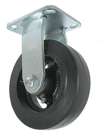 Caster; Rigid; 4 x 1-1/2; Rubber on Cast Iron; Top Plate; 2-1/2x3-5/8; holes: 1-3/4x2-7/8 (slotted to 3); 5/16 bolt; Zinc; Roller Brng; 300#; Zerk axle (Item #67683)