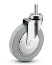 Caster; Swivel; 2" x 3/4"; Thermoplastized Rubber (Gray); Threaded Stem (10mm-25.4TPI x15mm); Chrome; Plain bore; 110#; Thread guards (Item #66300)