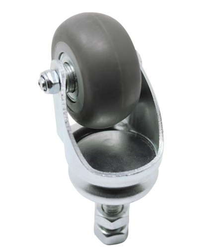 (image for) Caster; Glass Handling Swivel; 2" x 15/16"; Neoprene Rubber (Gray); Threaded Stem (10mm-25.4TPI x35mm); Zinc; Ball Brng; 75#; Inverted Raceway to Avoid Debris (Item #66588)