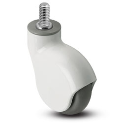 Caster; Swivel; 3" x 1"; Thermoplastized Rubber (Gray); Threaded Stem (3/8"-16TPI x 1-1/2"); White; Precision Ball Brng; 110#; Raceway Seal; Thread guards (Item #65936)