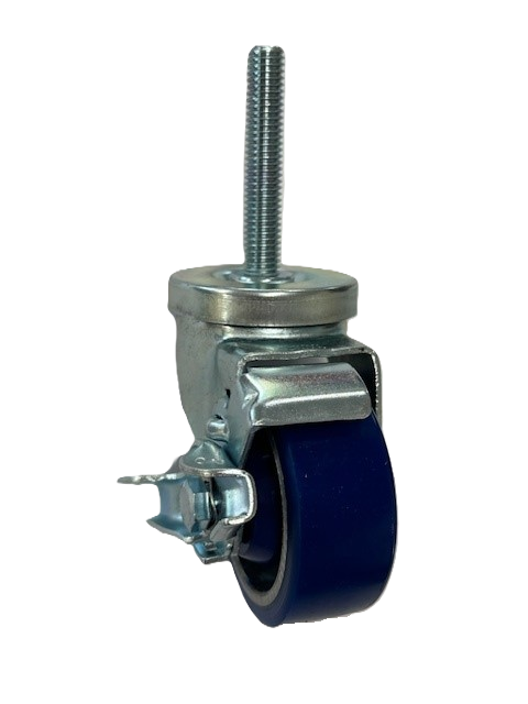 Caster; Swivel; 3" x 1-1/4"; PolyU on Alum; Threaded Stem; 1/2"-13TPI x 2-13/16"; Zinc; Plain bore; 350#; Wheel Brake (Item #68474)