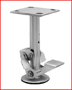 Floor Lock; For 8" Casters; Extended: 10-1/2"; Plate (5-1/4"x7-1/4"; holes: 3-3/8"x5-1/4" slots to 4-1/8"x6-1/8"; 1/2" bolt); Zinc (Item #87492)