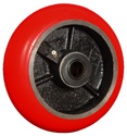 (image for) Wheel; 8" x 3"; PolyU (Donut) on Cast (Red); Roller Brng; 1-1/4" Bore; 3-1/4" Hub Length; 2500# (Item #89062)