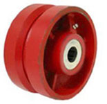 Caster; Swivel; 6" x 2-1/2"; V-Groove (7/8) Ductile Steel; Plate (4-1/2"x6-1/4"; holes: 2-7/16"x4-15/16" slots to 3-3/8"x5-1/4"); Roller Brng; 3500#; Kingpinles (Item #63794)