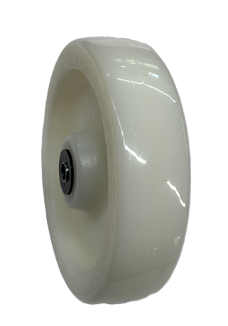 Wheel; 5" x 2"; Shore D85 White Nylon; Sealed Prec Ball Brngs; 1/2" Bore; 2-7/16" Hub Length; 900# (Item #87243)