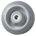 (image for) Caster; Rigid; 3-1/2" x 1-1/4"; Thermoplastized Rubber (Gray); Plate (2-1/2"x3-5/8"; holes: 1-3/4"x2-7/8" slots to 3"; 5/16" bolt); Stainless; 300# (Item #64383)