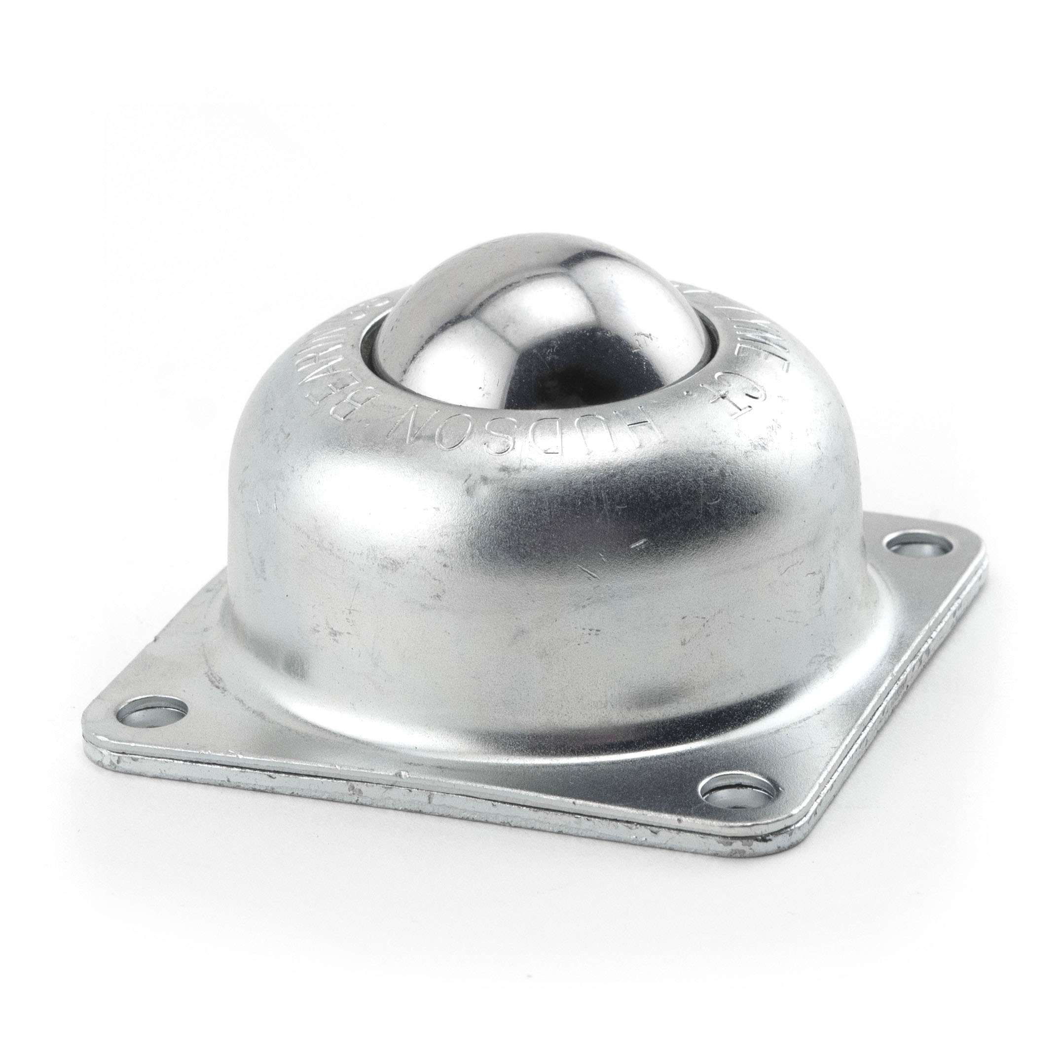 Ball Transfer; 1-1/2"; carbon steel ball; carbon steel flange (3"x3"; holes: 2-7/16"x2-7/16"; 1/4" bolt); 250#; 1-13/16" load height (Item #89367)