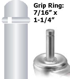(image for) Caster; Swivel; 4" x 1-1/4"; Rubber (Hard); Grip Ring (7/16" x 1-1/4"); Zinc; Plain bore; 250#; Dust Cover (Mtl) (Item #64589)