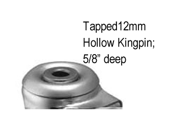 (image for) Caster; Swivel; 1-3/4" x 1-1/16"; Nylon; Hollow Kingpin (tapped 12mm; 5/8" deep); Ivory; 220# (Wheel) 550# (Pad); Leveling Pad (Open Sides). Comes w/ 35mm Stem (Item #65294)