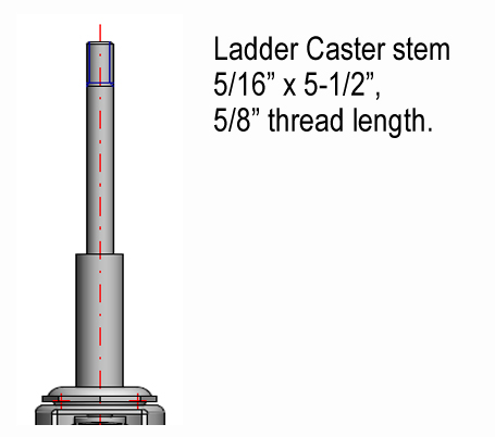 (image for) Caster; Swivel; 3" x 13/16"; Rubber (Hard); Ladder Caster; 5/16"x5-3/4"; Zinc; Nylon Bushing; 110# (Spring not included) (Item #66859)