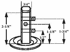 (image for) Caster; Swivel; 4" x 1-1/4"; Rubber; Hard; Octagonal; 3/4"x2-1/8"; 3 cross drilled holes; Zinc; Nylon Brng; 275# (Item #69195)