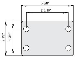 (image for) Caster; Swiv; 6 x 1-1/4; Thermoplastic rubber; Top Plate; 2-1/2x3-5/8; holes: 1-3/4x2-15/16; 5/16 bolt; Chrome; Prec Ball Brng; 240#; Pedal Ttl Lck; TG (Item #69857)