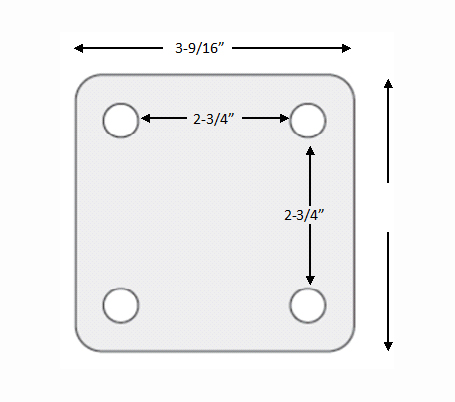 (image for) Caster; Swivel; 2-1/2" x 2-1/2"; Nylon; Plate (3-9/16"x3-9/16": holes: 2-3/4"x2-3/4"; 5/16" bolt); Ivory; Plain bore; 550#; Stabilzer extends 3/8" (Item #66821)