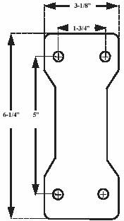 (image for) Caster; Rigid; 4" x 1-1/2"; Rubber (Hard); Top Plate (3-1/8"x6-1/4"; holes: 1-3/4"x5"; 3/8" bolt); Zinc; Nylon Bushing; 300# (Item #64763)