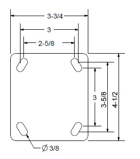 (image for) Caster; Rigd; 3 x 1-1/4; PolyU/PolyO (Gr/Bg); Plate; 3-3/4x4-1/2; holes 2-5/8x3-5/8 (slotted to 3x3); 3/8 bolt; Zinc; Ball Brng; Wgt Cap:250; Thrd Grds (Item #69958)